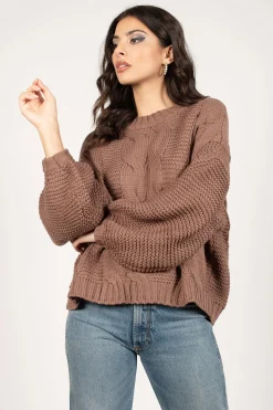 Tobi Kacey Chunky Knit Sweater - Mocha