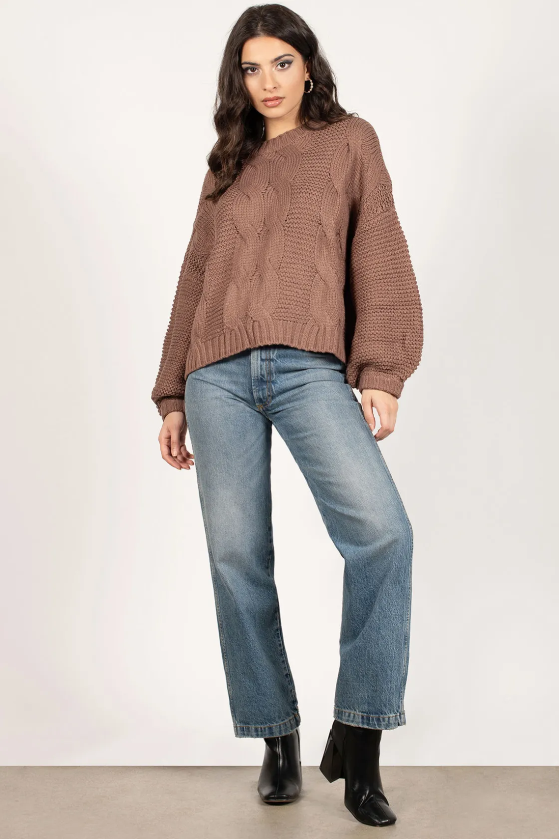 Tobi Kacey Chunky Knit Sweater - Mocha