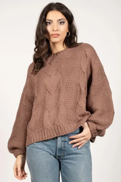Tobi Kacey Chunky Knit Sweater - Mocha