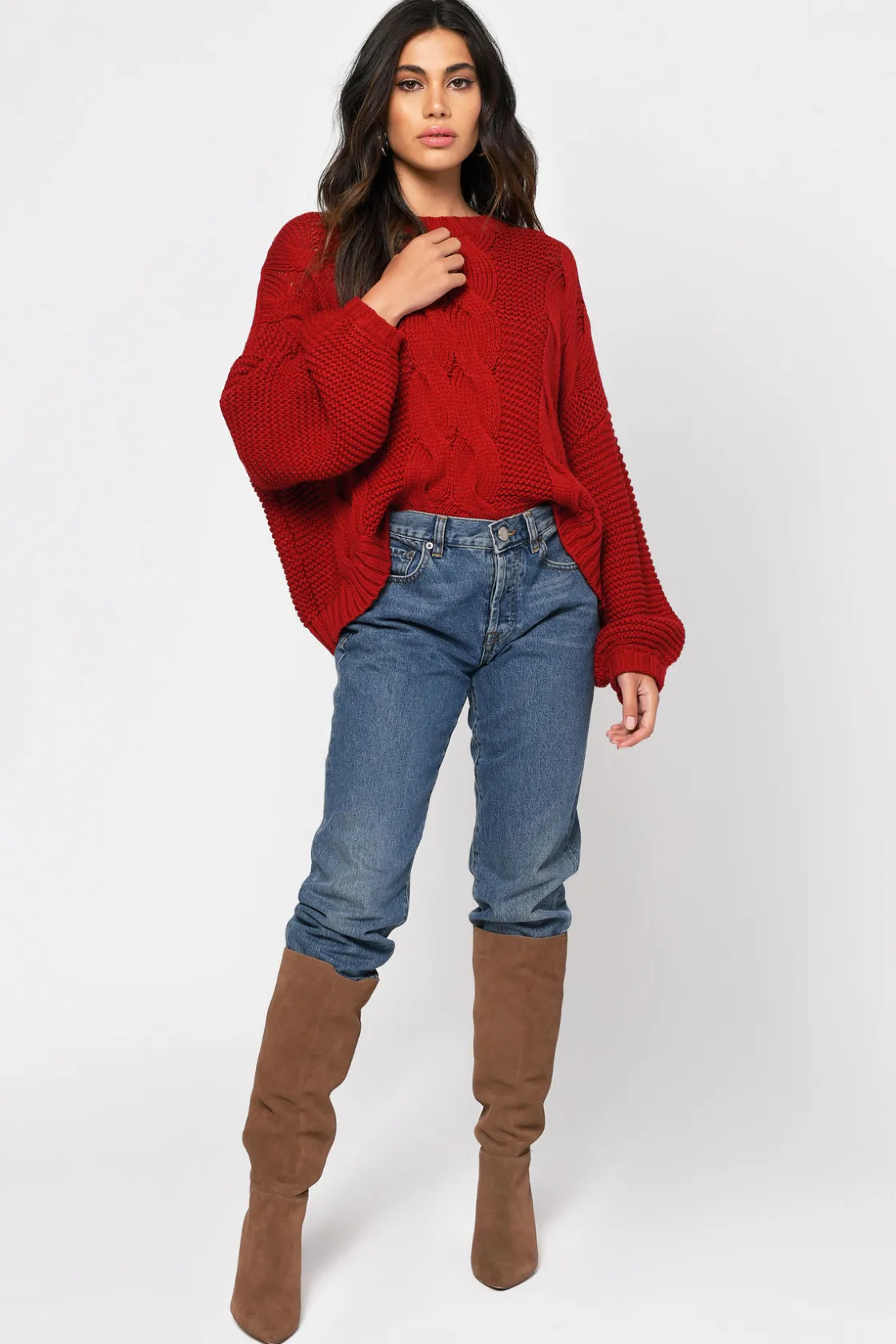 Tobi Kacey Chunky Knit Sweater - Mocha