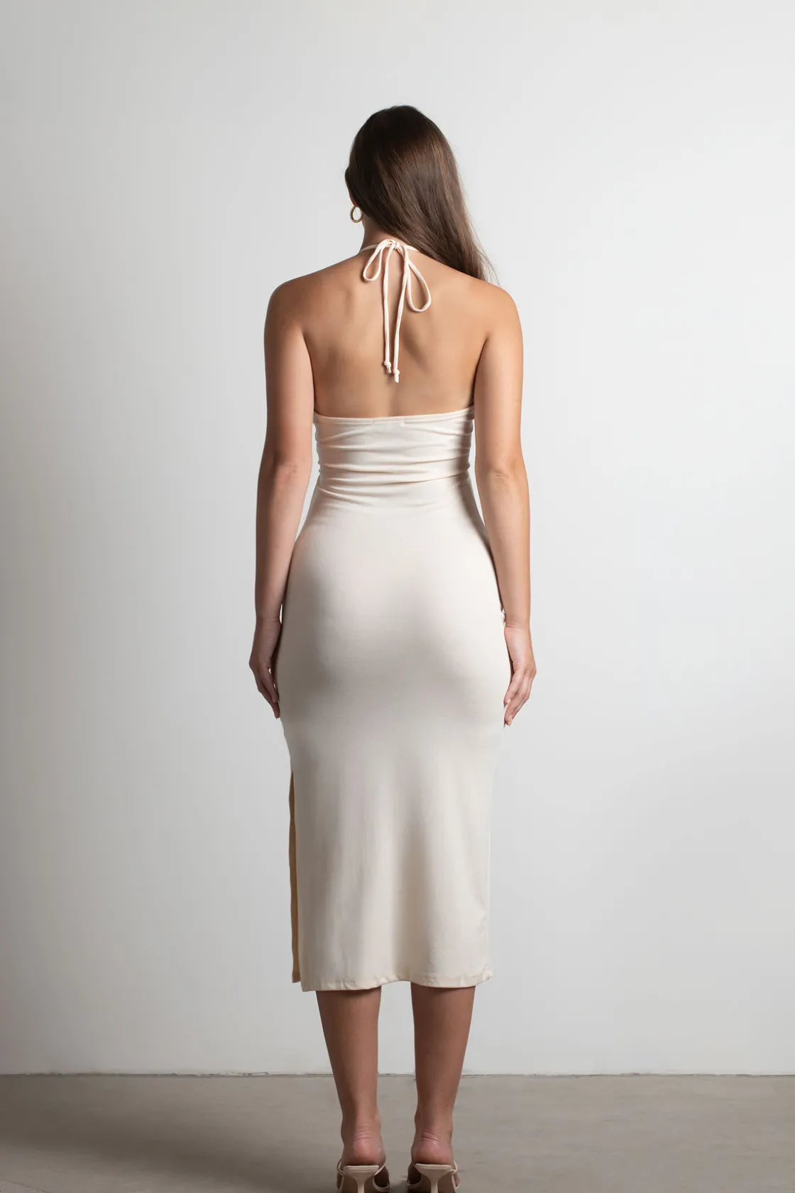 Tobi Kachel Cutout Bodycon Midi Dress - Ivory