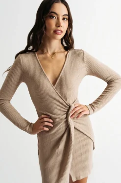 Tobi Kaelyn Surplice Long Sleeve Sweater Dress