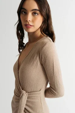 Tobi Kaelyn Surplice Long Sleeve Sweater Dress