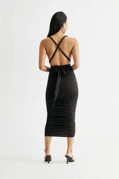 Tobi Karma Black Multiway Ruched Bodycon Midi Dress