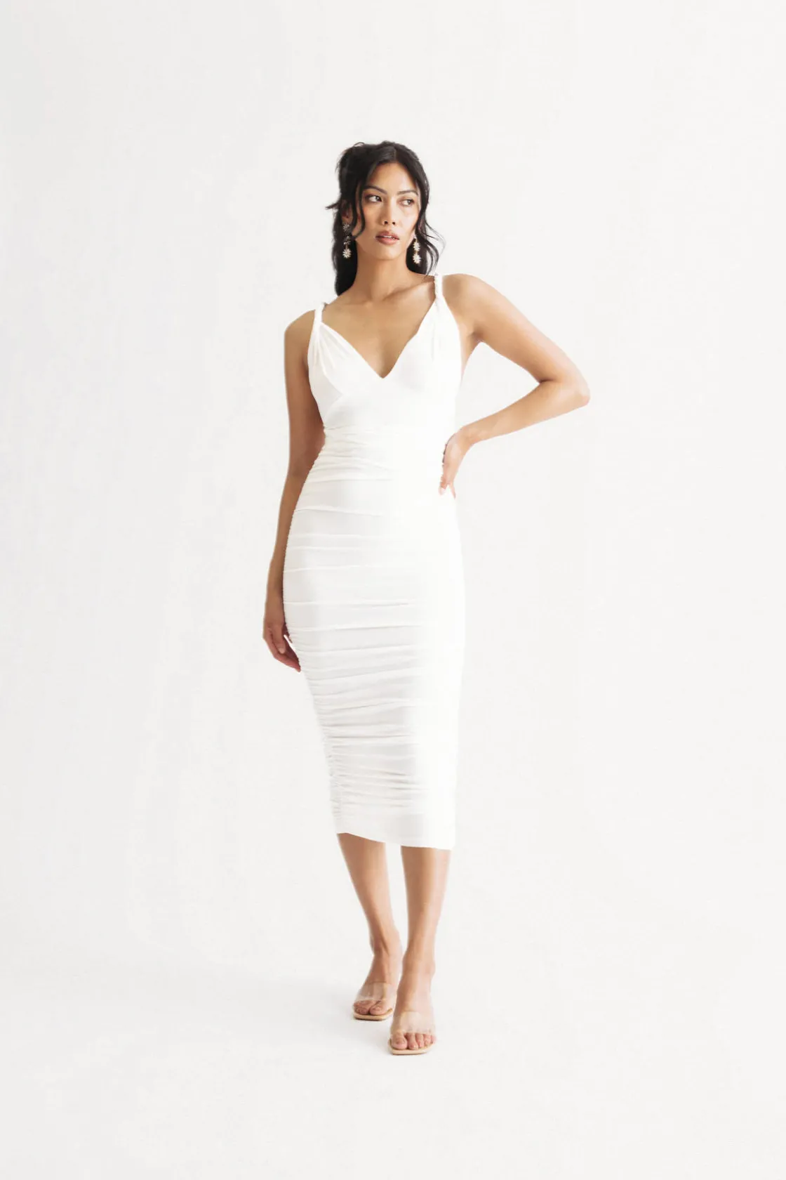 Tobi Karma Black Multiway Ruched Bodycon Midi Dress