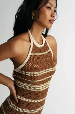 Tobi Kastella Striped Crochet Bodycon Mini Dress