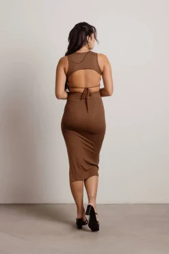 Tobi Katara Ribbed Open Back Midi Dress - Mulberry Purple
