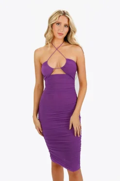 Tobi Katarina Cross Halter Bodycon Midi Dress -