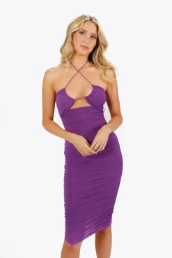 Tobi Katarina Cross Halter Bodycon Midi Dress -