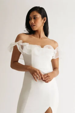 Tobi Kathani Organza Ruffle Midi Dress
