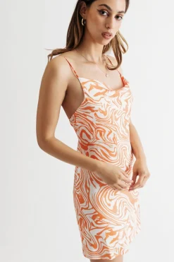 Tobi Kayleigh Cowl Neck Abstract Print Mini Dress -