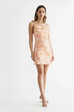 Tobi Kayleigh Cowl Neck Abstract Print Mini Dress -