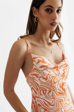 Tobi Kayleigh Cowl Neck Abstract Print Mini Dress -