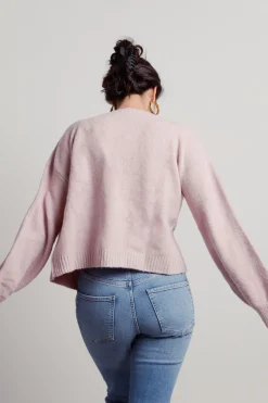 Tobi Keep Me Company Sweater Cardigan - Rose