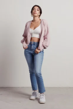 Tobi Keep Me Company Sweater Cardigan - Rose