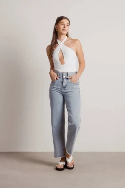 Tobi Keep Your Secrets Cross Halter Bodysuit - Forest Green