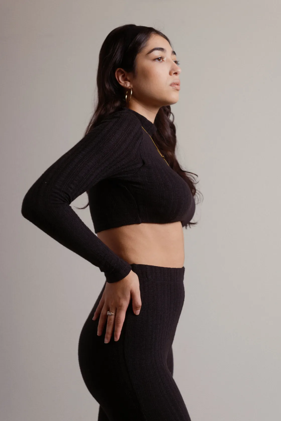 Tobi Kelce Ribbed Crop Top And Lounge Set -