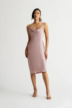 Tobi Kelsea Satin Open Back Midi Dress - Pink