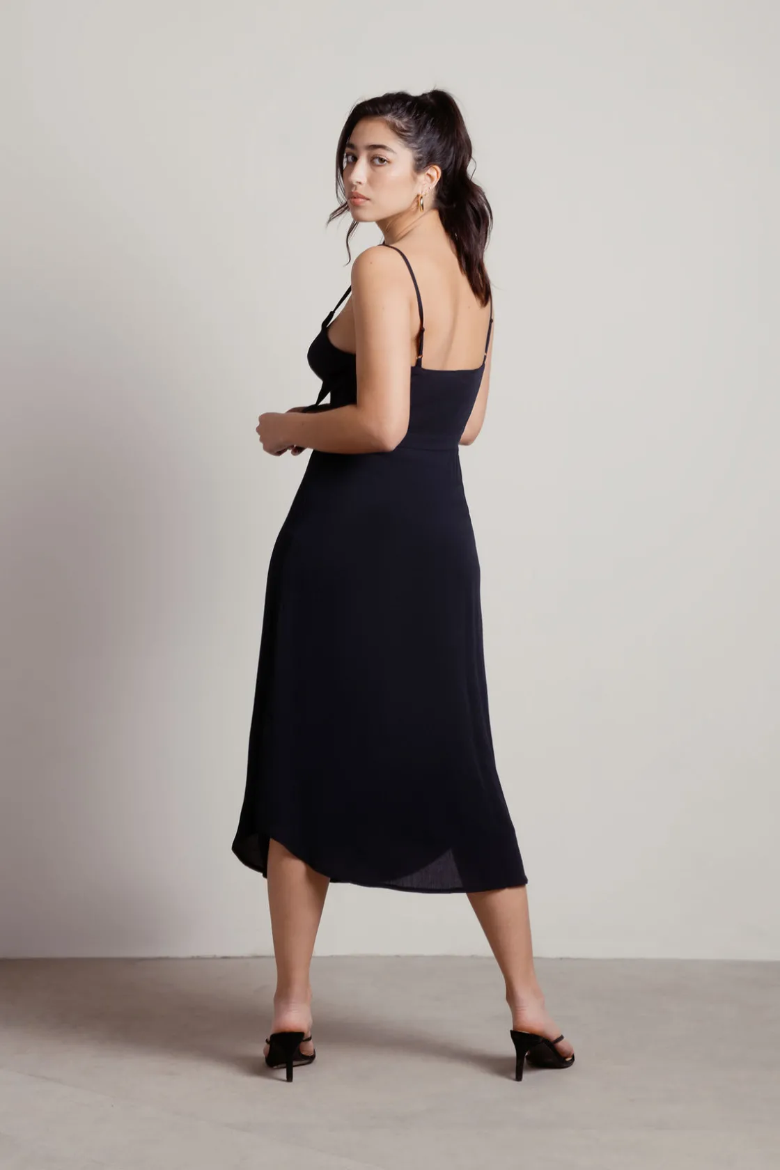 Tobi Kendall Front Tie Sheer Midi Dress -