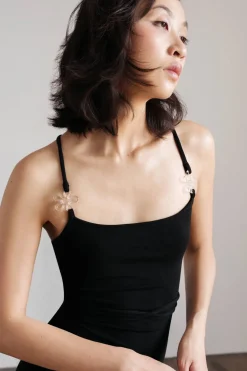 Tobi Kiana Backless Flower Strap Mini Dress - Black