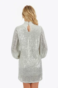Tobi Kielle Sequin Mock Neck Mini Dress -