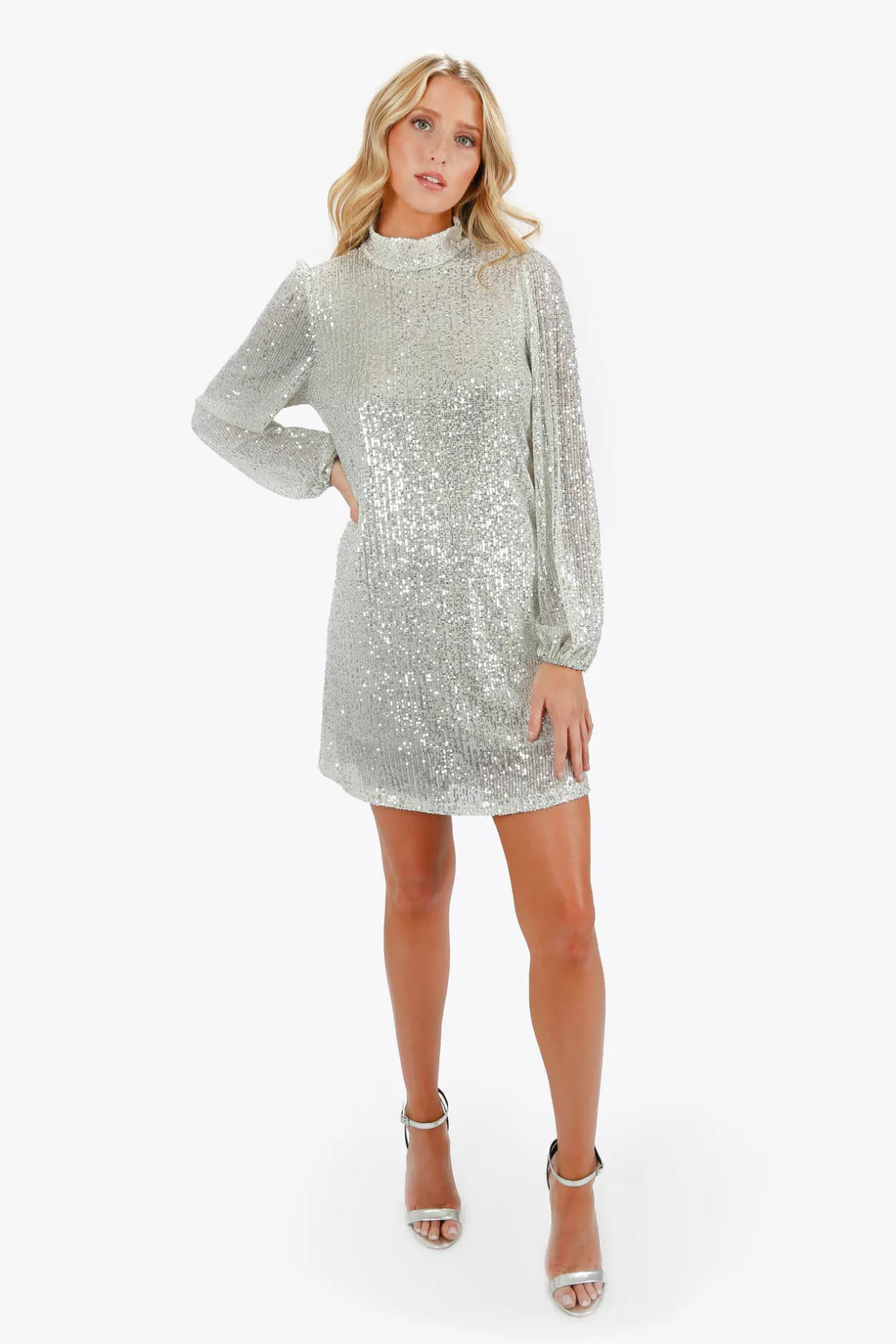 Tobi Kielle Sequin Mock Neck Mini Dress -