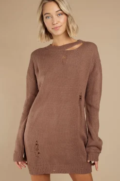 Tobi Kim Distressed Sweater Mini Dress - Black