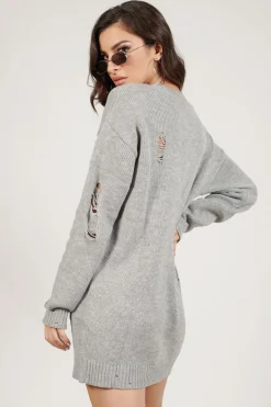 Tobi Kim Distressed Sweater Mini Dress - Black