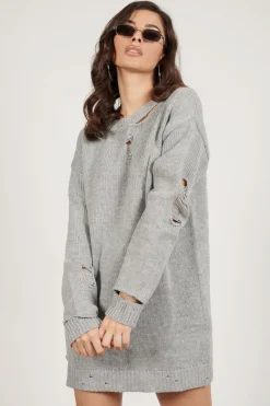 Tobi Kim Distressed Sweater Mini Dress - Black
