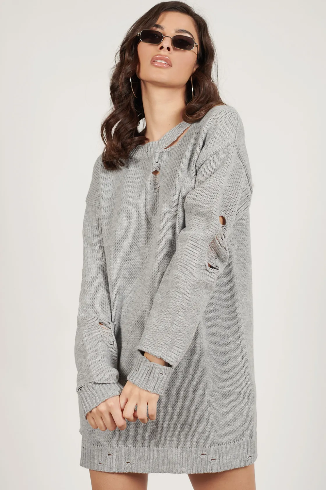 Tobi Kim Distressed Sweater Mini Dress - Black