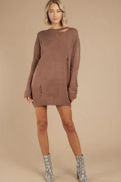 Tobi Kim Distressed Sweater Mini Dress - Black