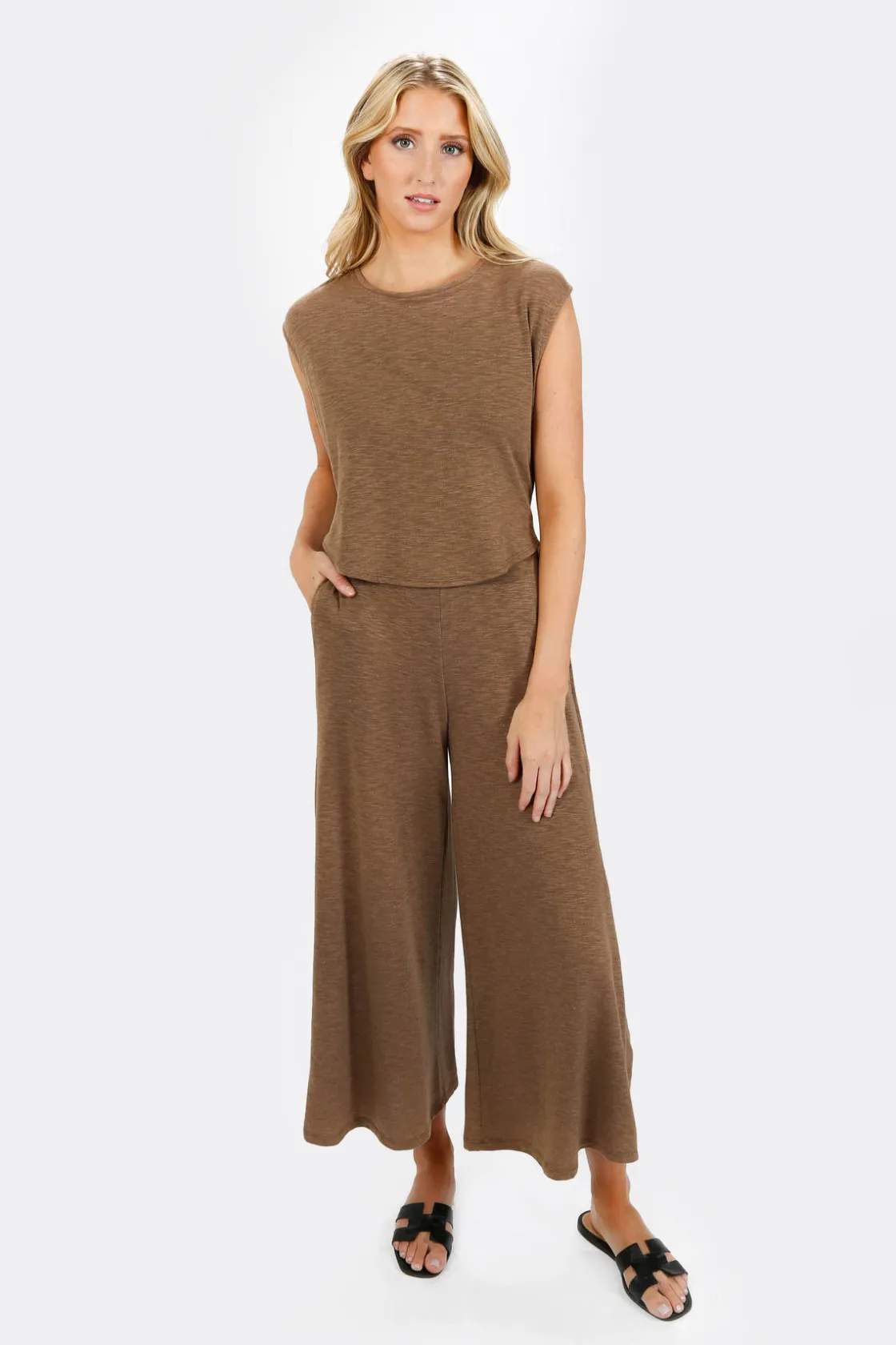 Tobi Kirah Wide Leg Jumpsuit - Khaki Green