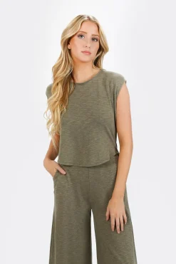 Tobi Kirah Wide Leg Jumpsuit - Khaki Green
