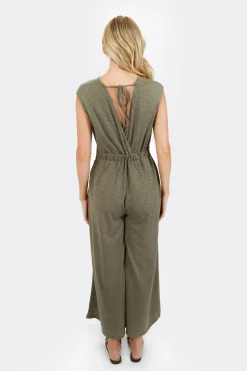 Tobi Kirah Wide Leg Jumpsuit - Khaki Green