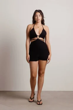 Tobi Kiss Me Cutout Romper - Brown