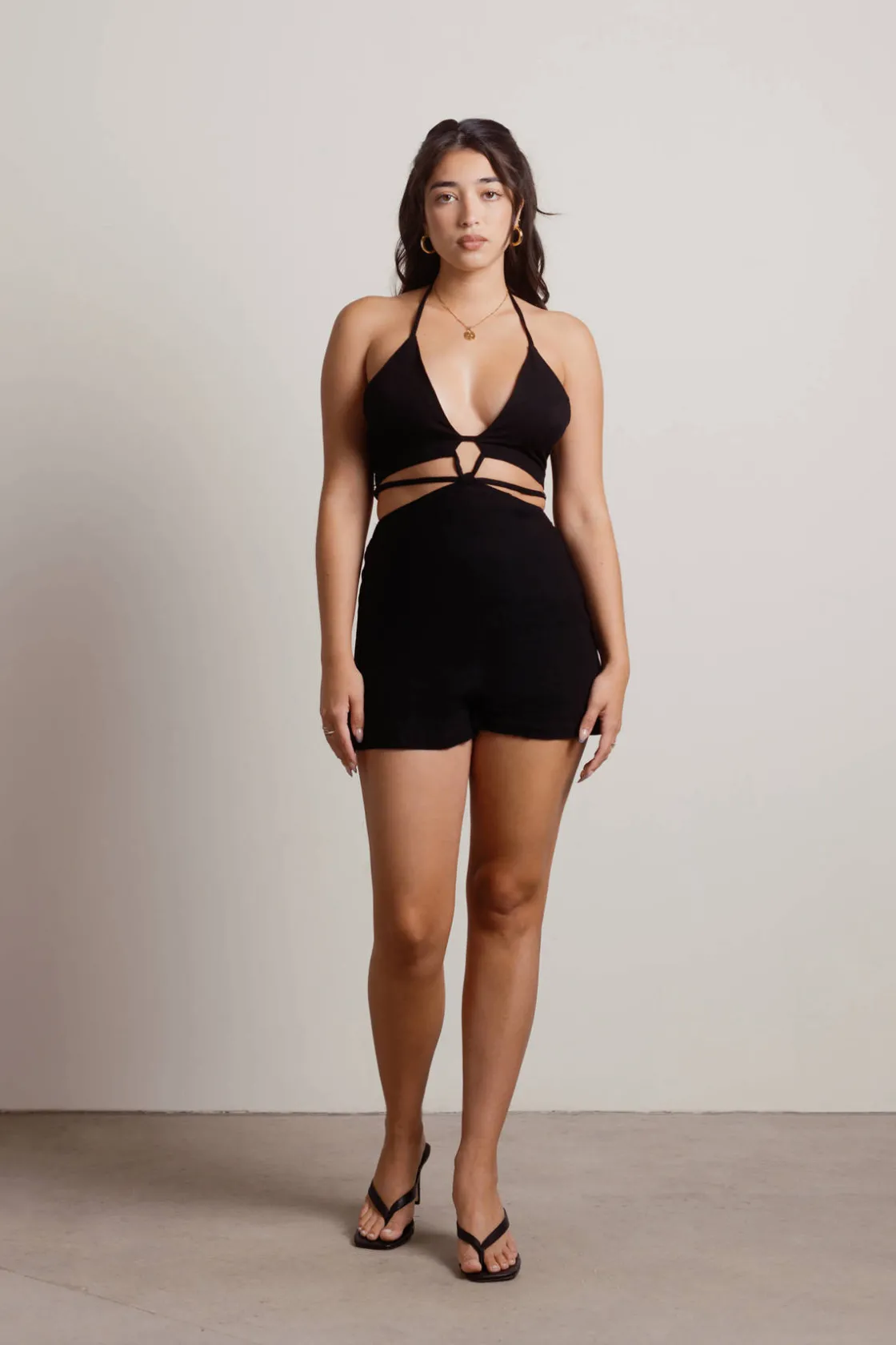Tobi Kiss Me Cutout Romper - Brown