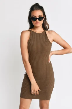 Tobi Kiss Me Ribbed Backless Mini Dress -