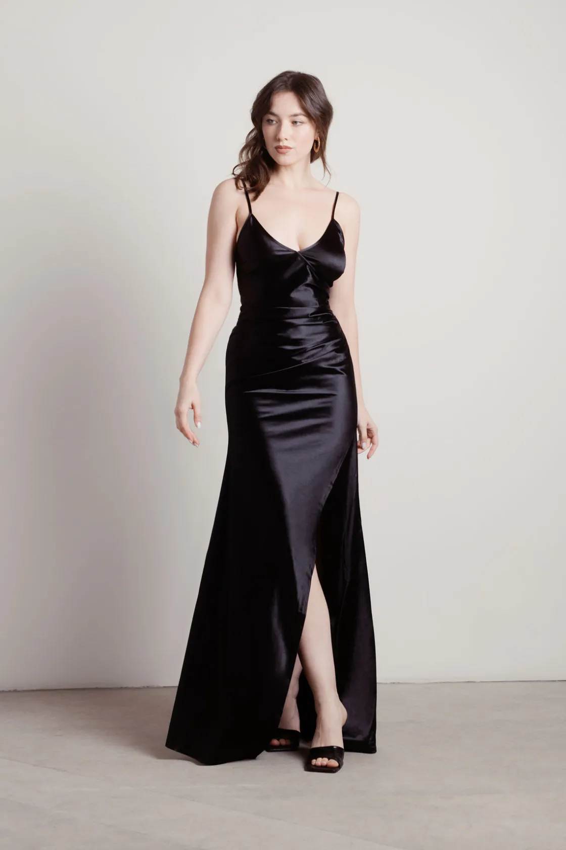 Tobi Knightly Dreams Satin High Slit Maxi Dress - Emerald