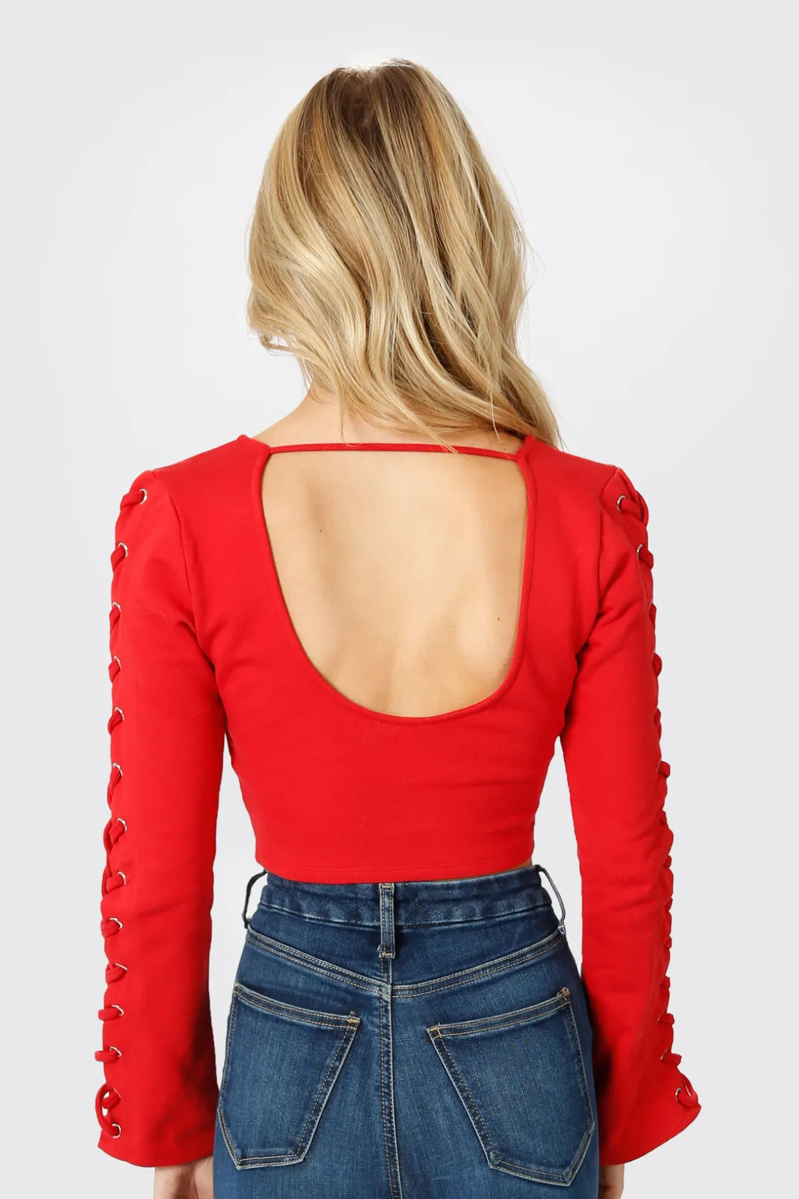 Tobi Knot Sorry Crop Top - Red