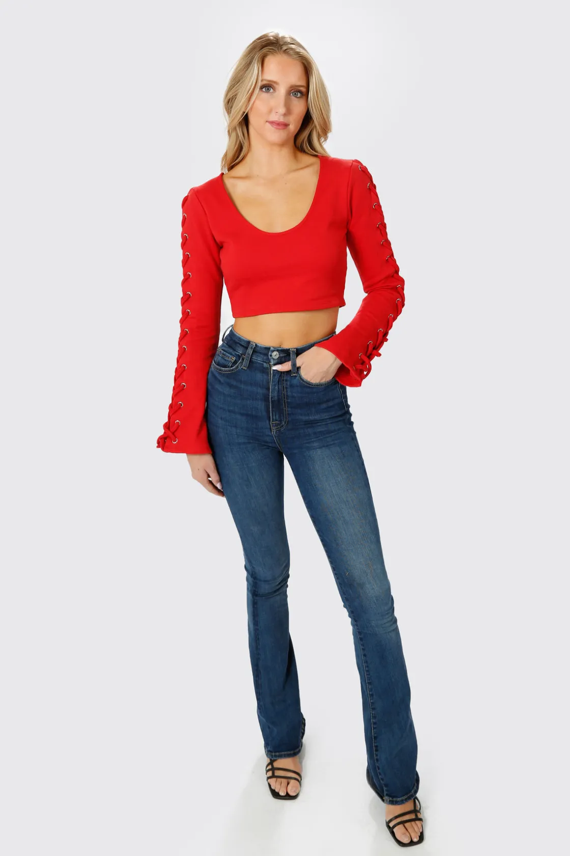 Tobi Knot Sorry Crop Top - Red