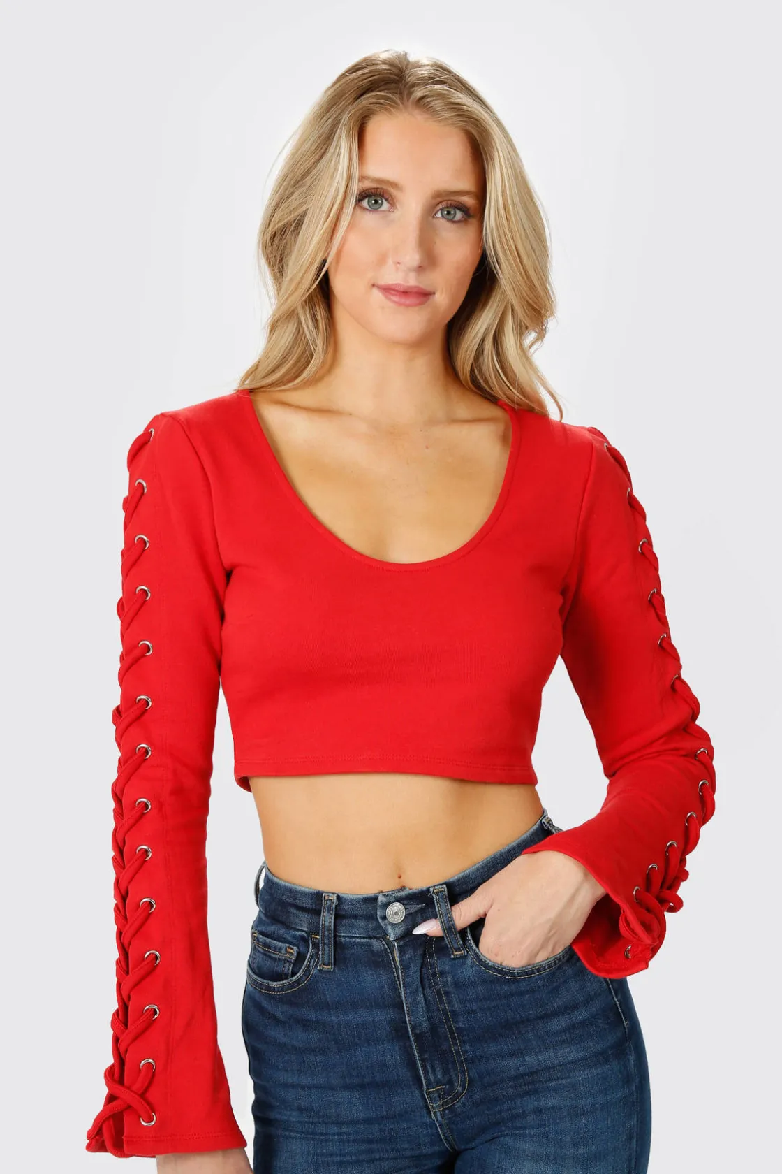 Tobi Knot Sorry Crop Top - Red