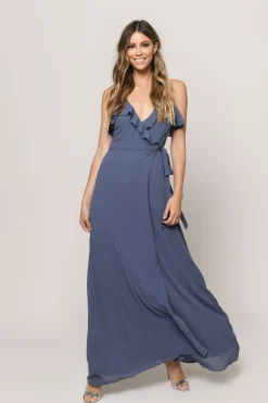 Tobi Kristen Ruffle Wrap Maxi Dress - Black