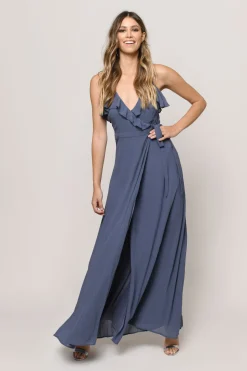 Tobi Kristen Ruffle Wrap Maxi Dress - Black