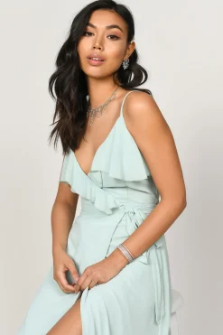 Tobi Kristen Ruffle Wrap Maxi Dress - Black