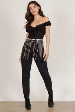 Tobi Krystal Fringe Belt -