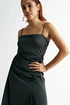 Tobi Kylie Ruched Slit Midi Dress -