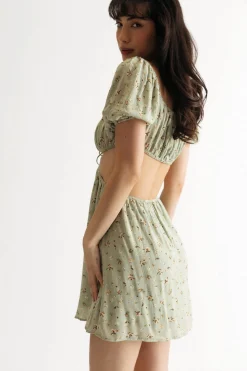 Tobi Kyrah Cutout Skater Mini Dress - Green Floral