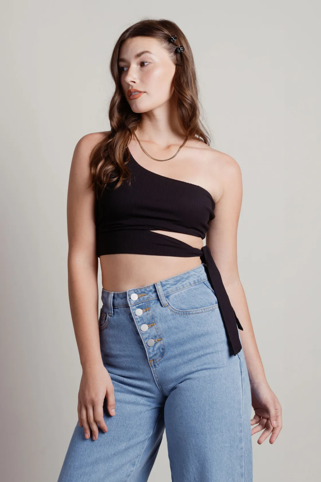 Tobi Ladies Night Crop Top - Light Blue
