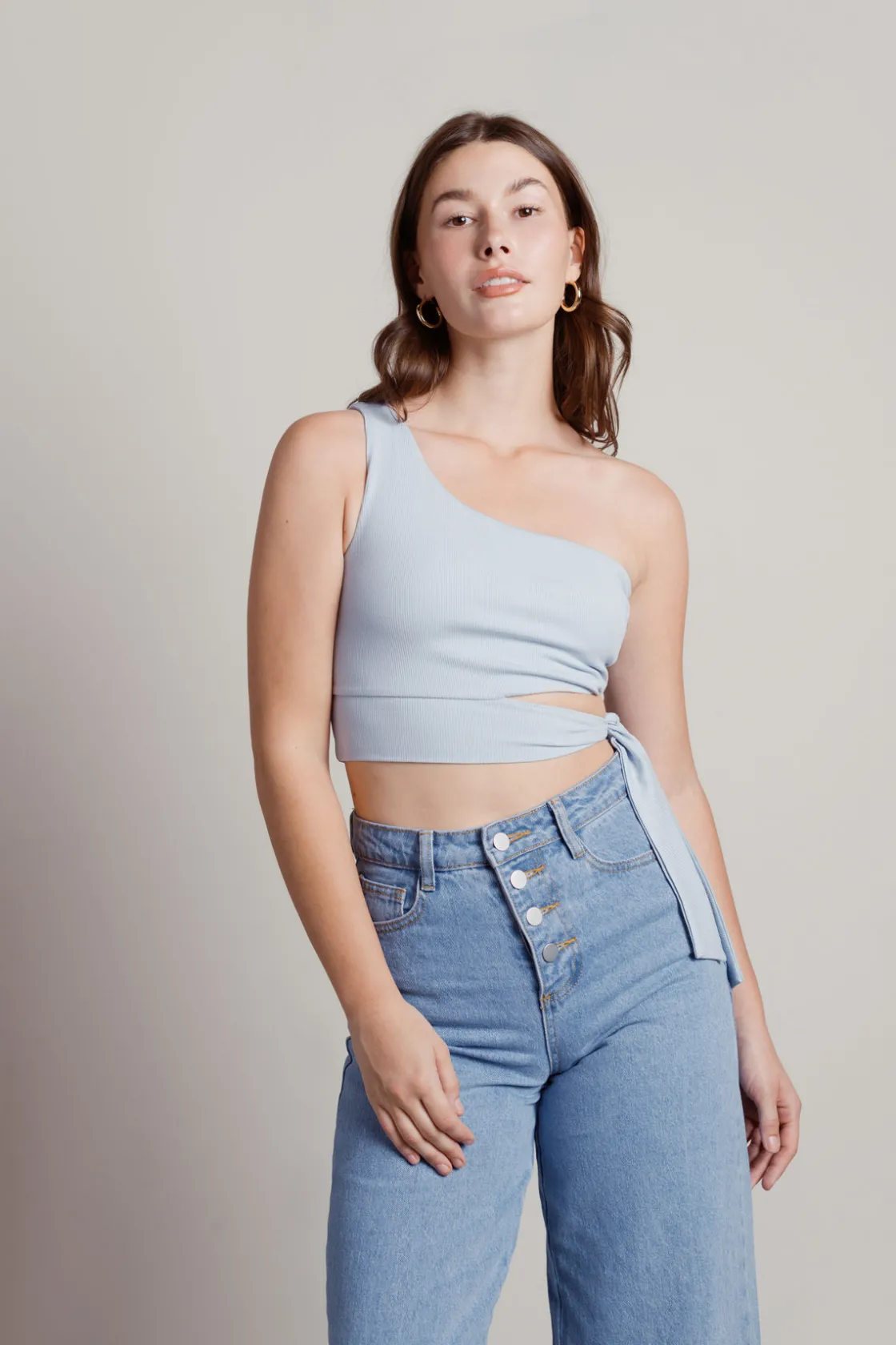 Tobi Ladies Night Crop Top - Light Blue