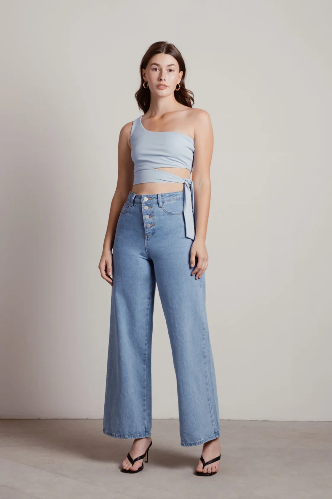Tobi Ladies Night Crop Top - Light Blue